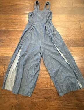 Tommy Jeans Chambray‎ Denim Split-Leg Wide-Leg Jumpsuit